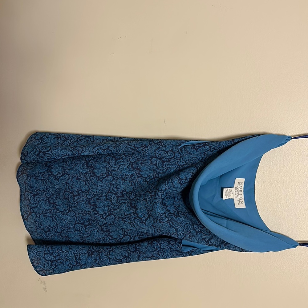 Norton Mcnaughton Cowl Neck top.  Blue and black size 14